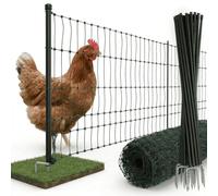 Filet agricole pour volaille 50 m x 112 cm, double pointe, non électrifiable - Clôture mobile pour poules Clôture de pâturage Poules Volaille Clôture pour chiens Clôture pour animaux domestiques