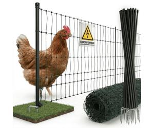 Filet agricole pour volailles 50 m x 112 cm, double pointe, électrifiable - Clôture mobile pour poules Clôture de pâturage Poules Volailles Clôture pour chiens Clôture pour animaux domestiques