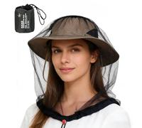 Filet anti-mouches en maille - Cordon de serrage respirant à trous fins au-dessus du chapeau | Filet anti-mouches pour le visage, le cou, le camping, la randonnée, le jardinage, les activités de plein