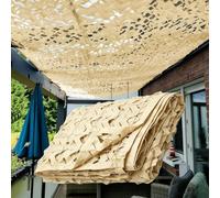 Filet de Camouflage Militaire Beige 4x7m/13.1x22.9ft Camo Net pour 2x3m 3x4m 4x6m 6x8m Chasse Ombrage Camouflage Décoration Parasol Terrasse Protection Solaire 210D Reinforced Net Voile