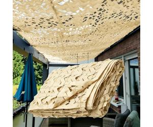 Filet de Camouflage Militaire Beige 6x10m/19.6x32.5ft Camo Net pour 2x3m 3x4m 4x6m 6x8m Chasse Ombrage Camouflage Décoration Parasol Terrasse Protection Solaire 210D Reinforced Net Voile