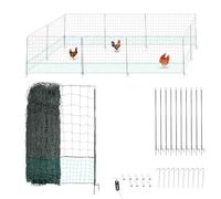 Filet de Cloture à Poule 30M - avec Porte d'accès - 10 piquets renforcés Double Pointes - Hauteur 120cm - Noir