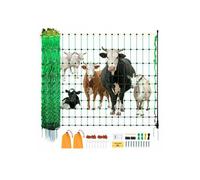 Filet de Clôture Électrique, 1,27 x 50 m, Filet à Mouton avec Poteaux et Piquets, Clôture Électrique pour Bétails, Chèvres, Cerfs