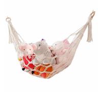 Filet de hamac en macramé, rangement de jouets, décor Boho, jouets de chambre d'enfants, animaux en peluche, support de rangement bohème White