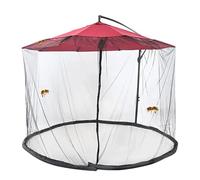 Filet de parasol pour extérieur, filet anti-insectes réglable en polyester pour parapluie, filet de parasol rond léger à suspendre, avec double porte zippée