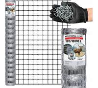 Filet de protection contre le gibier - Maillage noué - 170 cm - 25 m - Clôture anti-gibier - Clôture forestière galvanisée - Résistante aux intempéries - Légère et robuste - Mailles carrées