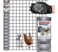 Filet de protection contre le gibier - Mailles nouées - 150/16/10 L - 50 m - Résistant aux intempéries - Clôture anti-gibier - Clôture forestière galvanisée - Légère et résistante