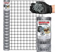 Filet de protection contre le gibier – Mailles nouées - 160/17/10 L - 25 m - Résistant aux intempéries - Clôture anti-gibier - Clôture forestière galvanisée - Légère et résistante