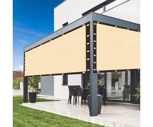 Filet de protection solaire filet d'ombrage avec oeillets, filet d'ombre de serre filet résistant aux UV pour pergola, jardin, serre, poulailler, extérieur,3mx3m,Beige