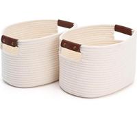 Filet de rangement blanc avec poignée, lot de 2, cordon en coton