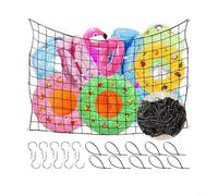 Filet de rangement en maille pour flotteur de piscine extra large - 180 x 104 cm - Sac élastique pour jouets gonflables, radeaux, anneaux, cour, clôture, organiseur à suspendre - Noir