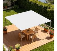 Filet d'ombrage 300 x 303 cm Protection Solaire Tissu D'Intimité avec Œillets pour Potager, Serre, Balcon, Terrasse, Pergola, Patio, Blanc