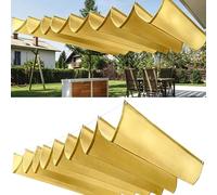 Filet d'ombrage 60x340cm Protection UV 98%, Indéchirable Ombrage Retractable Vague Tailles Personnalisables, avec Cordes Fixes pour Jardins Terrasse Pergola, Jaune Sable