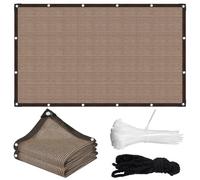 Filet D'ombrage avec œillets - Voile D'ombrage de Jardin - 5x9m - Filet Protection Solaire 90% UV - Toile Ombrage pour Plantes, Serre Terrasse Poulailler Coupe-Vent et Perméable à l'eau - Café