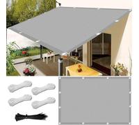Filet d'ombrage imperméable pour balcon, rectangulaire, 1,5 x 2 m, avec housse incluse, imperméable, protection solaire, pour balcon, sans perçage, pour balcon, terrasse et jardin - gris