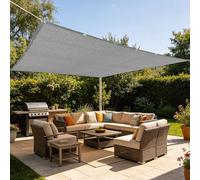 Filet d'ombrage Rectangulaire 130 x 350 cm Respirant Filet d'ombrage Perméable à l'eau avec Œillets pour Couverture Végétale Serre Jardin Pergola Patio Lawn Pet House, Gris Clair