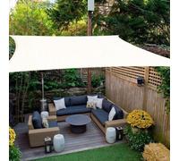 Filet d'ombrage rectangulaire 5 x 6 m, en HDPE respirant (185 g/m²), filet d'ombrage rectangulaire 6 x 5 m avec protection UV pour terrasse, jardin, balcon, extérieur - Blanc