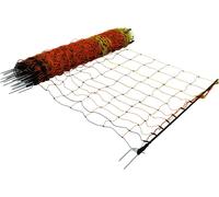 Clôture électrique pour volaille, 50 m, clôture enroulable, clôture et poteaux, poulets, oies, dindes, treillis métallique, 11 fils, 120 cm, hauteur 1,2 m, 14 pointes doubles, kit de réparation et 10