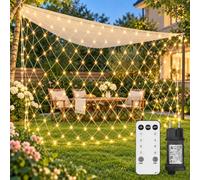 Filet Lumineux Extérieur 2x2m 144 LEDs Guirlande Lumineuse avec Prise | 8 modes Minuterie Pour éclairage de Noël Intérieur Buissons Jardin Chambre Balcon Mur Blanc Chaud