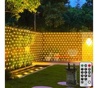 Filet lumineux pour l'extérieur - 3 x 2 m - 200 LED - Avec prise - Étanche - Pour sapin de Noël et jardin - Liable avec télécommande - Minuterie pour Noël - Blanc chaud