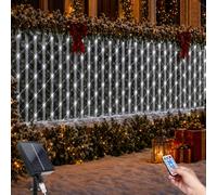 Filet Lumineux Solaire Extérieur, 2 x 3M 192 LED Guirlande Lumineuse avec Télécommande, 8 Modes Filet Lumineux Noël Étanche pour le Jardin Noël les Mariages et Les Fêtes (blanc, 2 * 3M)
