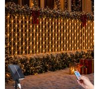 Filet Lumineux Solaire Extérieur, 2 x 3M 192 LED Guirlande Lumineuse avec Télécommande, 8 Modes Filet Lumineux Noël Étanche pour le Jardin Noël les Mariages et Les Fêtes (blanc chaud, 2 * 3M)