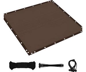Filet pare-soleil pour jardin, pergola & terrasse - Protection UV 90% - Filet d'ombrage respirant avec oeillets - Couleur café - 3×3 m