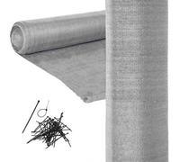 Filet pare-vue - rouleau de filet d'ombre - 90 pour cent - 1,5 x 50 m - tissu pare-soleil - filet pare-vue - gris - kit de fixation inclus - jardin