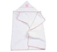 Filet - Peignoir Triangle pour Bébés avec Capuche avec Bandeau en Toile Aida à Broder, Réalisé en Eponge Souple de Coton Blanc, 100% Made in Italy, Couleur Rose