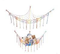Filet Peluche à Suspendre, Rangement Peluche Chambre Enfant, rangement Chambre Enfant pour Jouets, Hamac Range peluches Boho, Grande Capacité rangements Peluches pour Animaux(Coloré)