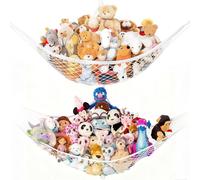 Filet Peluche - alouweekuky Stil bohème Hamac Peluche, Suspension pour chambre d'enfant Filet à Suspendre pour Animaux, Idéal pour les peluches, Grande livraison 2 pièces (Blanc)