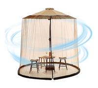 Filet pour parasol de terrasse extérieure, filet anti-insectes en polyester - Parasol rond en maille filet universel pour adultes, avec double porte zippée