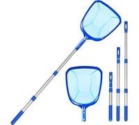 Filet pour skimmer de piscine - Kit de nettoyage pour étang - Nettoyage de la surface de l'eau - Tige télescopique réglable - Tige de 35 pouces - Couleur bleu