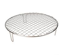 Filet rond en métal anti-adhésif et résistant à la chaleur pour barbecue, camping en plein air, pique-nique, argent, bloc chauffant, chauffage uniforme (25 cm)