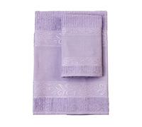 Filet - Set Serviettes avec Invité avec Insert en Toile Aida à Broder, Réalisé en Eponge de 100% Coton, Doux et Absorbant, Doux sur Peau, 100% Made in Italy, Teinte Unie, Couleur Lille