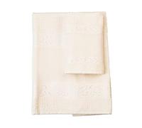 Filet - Set Serviettes avec Invité avec Insert en Toile Aida à Broder, Réalisé en Eponge de 100% Coton, Doux et Absorbant, Doux sur Peau, 100% Made in Italy, Teinte Unie, Couleur Ivoire