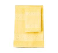Filet - Set Serviettes avec Invité avec Insert en Toile Aida à Broder, Réalisé en Eponge de 100% Coton, Doux et Absorbant, Doux sur Peau, 100% Made in Italy, Teinte Unie, Couleur Jaune