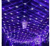 Filet Solaire Guirlandes, 200Led Arrière Cour Patio Net Lumière Balcon Clôture Maille Fée Lumière Chaîne Extérieur Étanche 3mx2m 8 Modes Extérieur Jardin Lumière, Mur Toit Rideau Décor (Violet)