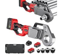 Filetage De Tuyaux Sans Fil Avec Batterie 1300 MAh, 4 Têtes De Filière | Enfile-tuyau Électrique For Tuyaux Galvanisés, Tête En Alliage D'aluminium + Pince De Fixation, Fonction Arrière (3/8"-1")(B)