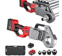 Filetage De Tuyaux Sans Fil Avec Batterie 1300 MAh, 4 Têtes De Filière | Enfile-tuyau Électrique For Tuyaux Galvanisés, Tête En Alliage D'aluminium + Pince De Fixation, Fonction Arrière (3/8"-1")(A)