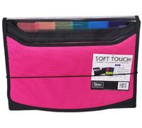 Filexec dossier extensible Soft Touch rembourré toile fenêtre, 13 poches, 1 lot, rose vif (46222-3)