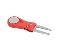 FILFEEL Outil de Réparation de Divot en Métal avec Marqueur Magnétique, Fourchette Pliante Portable pour l'entretien des Parcours, (Rouge)