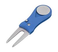 FILFEEL Outil de Réparation de Divot en Métal avec Marqueur Magnétique, Fourchette Pliante Portable pour l'entretien des Parcours, (Blue)
