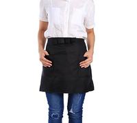 FILFEEL Tablier de taille mi-long court unisexe type nœud avec poches pour barre serveur serveuse (Noir)