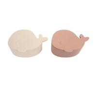 Filibabba Lot de 2 petites boîtes à goûter - Christian la baleine - Blush, Lunch box, Rose