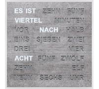 Filius 0400-7 Horloge de bureau à mots Horloge à mots carrée gris béton 20 cm