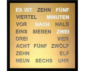 Filius 0402-9 Horloge murale mot carré doré 40 cm