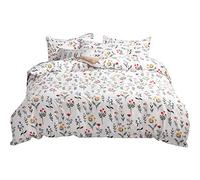 Fille Garçon Bébé Bambin 140x200cm Fleur Blanche Housse de Couette, 1 Personne Marocain Bohême Géométrique Bande Housses de Couette (Fleur, 140x200cm/3 pcs)