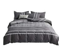 Fille Garçon Bébé Bambin 140x200cm Fleur Blanche Housse de Couette, 1 Personne Marocain Bohême Géométrique Bande Housses de Couette (Gris Bohême, 140x200cm/3 pcs)