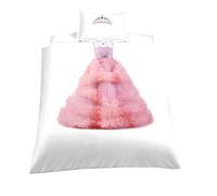 Fille Princesse Rose Robe Blanc Ballet Robe Effet 3D Housse de Couette 1 Personne, Charmant Animal Licorne Bleu Violet Jaune Literie (Rose Robe, 140x200cm)
